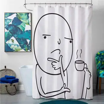 

Easter Shower Curtains for Bathroom Humor,Thoughtful Meme Drinking Coffee with His Feet Why Icon Moody Day Artsy Graphic,Black