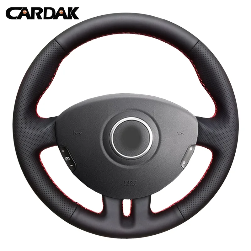 Cardak Black Artificial Leather Car Steering Wheel Cover For Renault