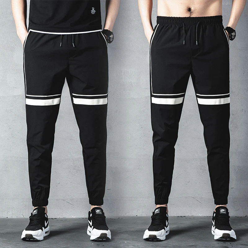 mens joggers with stripe