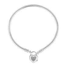 Новые 925 пробы серебряные моменты сердце навесной замок ПАН браслет и браслет Fit бисера Шарм Diy для женщин ювелирные изделия