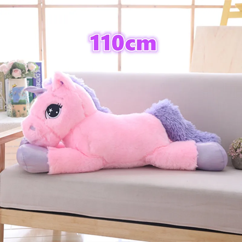 Гигантская плюшевая игрушка 110 см с единорогом, мягкая плюшевая кукла с единорогом из мультфильма, игрушечная лошадь, игрушки высокого качества, подарок для детей и девочек - Цвет: 110 pink star