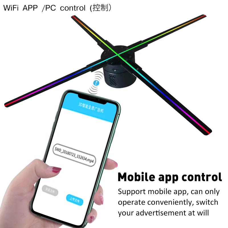 ^Cheap 56CM wifi /pc 3d fan Hologram projector Advertising Display hologram Fan lamp 3d Display Advertising logo Light Decoration