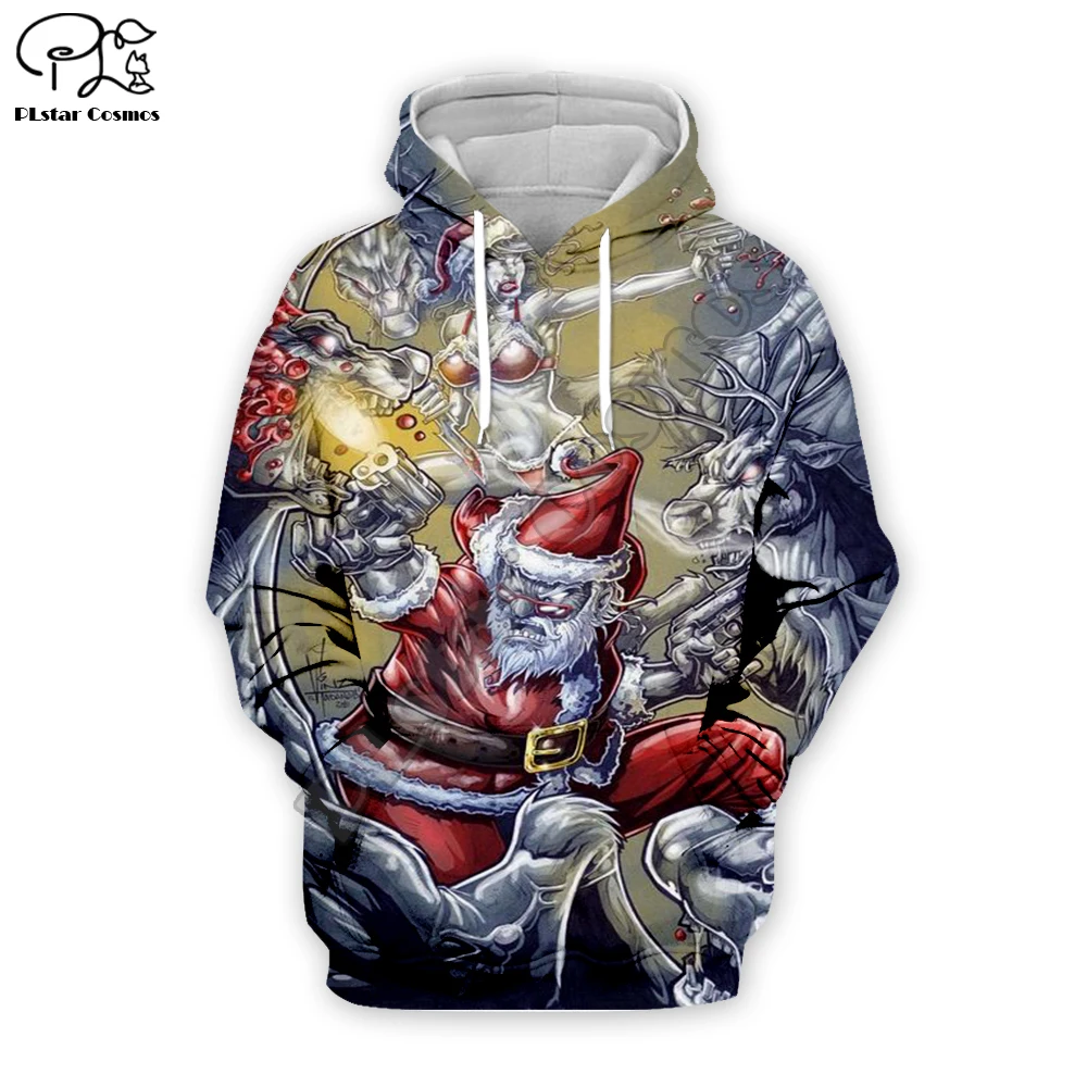 

PLstar Cosmos Santa Claus Animal Christmas Sweater Tracksuit Harajuku Colorful Funny Casual 3Dprint Men/Women Hoody Pullover R-2