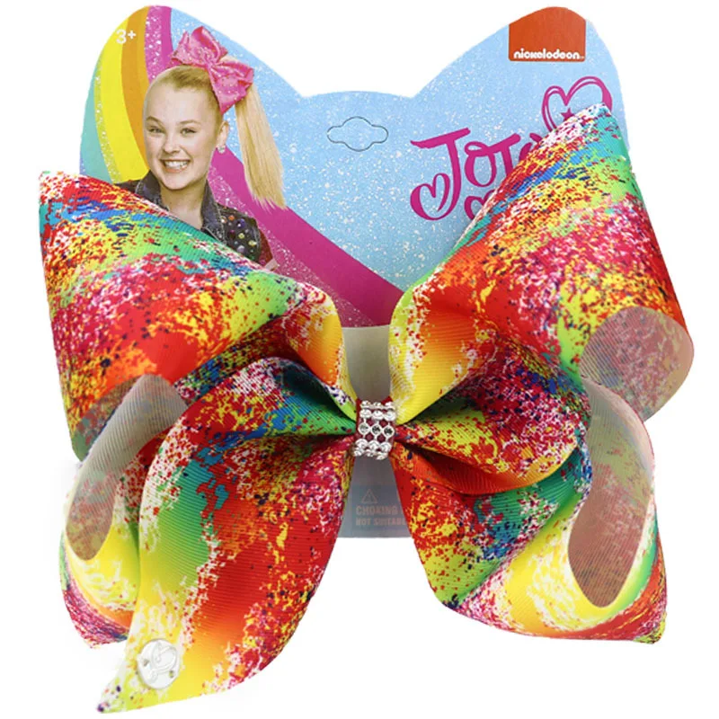 " Jojo Siwa волос бант зажим для волос Большой Цвет всплеск волос клип ручной работы Crtstal лента для волос со шпилькой узел Аксессуары для волос для детей - Цвет: 4