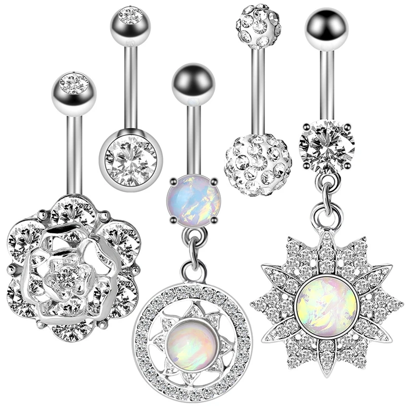 Сексуальные розовые кольца с пуговицами для живота Пирсинг из нержавеющей стали