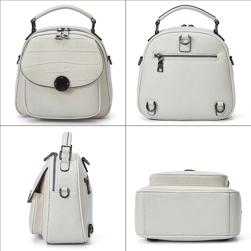 Женский кожаный рюкзак QIWANG черный на плечо для путешествий|genuine leather backpack women|genuine