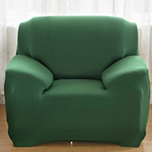 19 однотонные eslastic Универсальный диван спандекс чехлы офисное кресло с подлокотниками Нескользящая универсальная подушка для гостиной моющийся диван 1/2/3/4 местный - Цвет: Dark green
