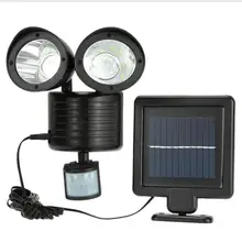 22 светодиодный светильник на солнечной батарее с двойной головкой, датчик движения человеческого тела, Солнечная лампа, наружный водонепроницаемый светильник, аварийный светильник