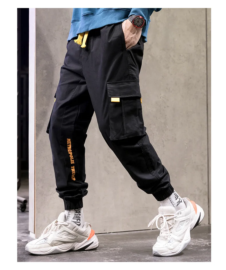 Men's Camouflage Autumn New Overalls Military Trend Multi-Pocket Casual Pants Loose Beam Pants Korean style Cargo Trousers