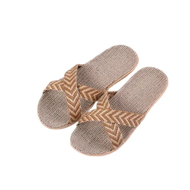 Suihyung Multicolor Flax Slippers For Women 2022 New Summer Indoor Shoes Home Casual Slides Cross Blet Ladies Flip Flops Sandals Photo Color