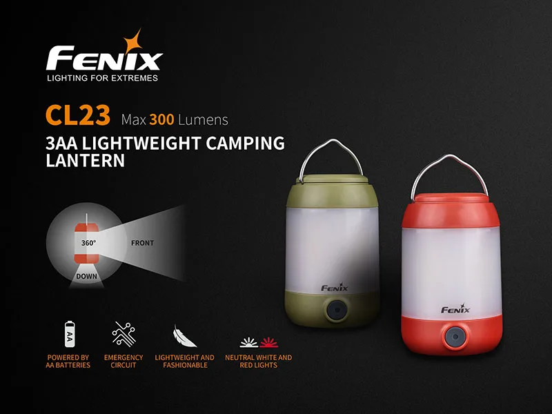 Fenix CL23 Neutral White& Red LEDs Camping Tent Light Lantern Torch Vibrant Red
