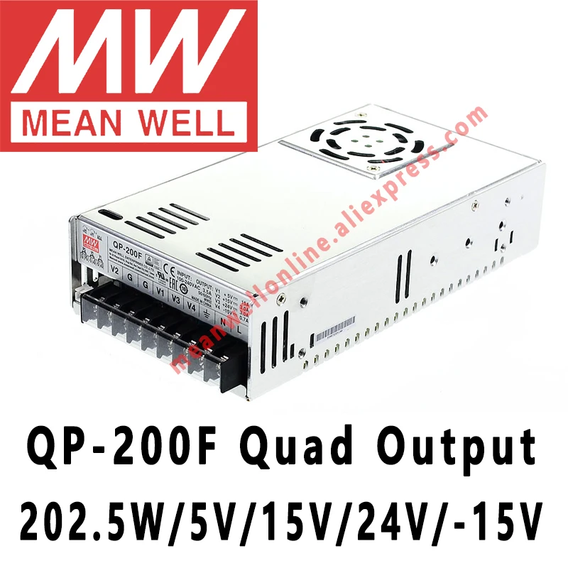 Mean Well QP-200F meanwell 5V/15V/24V/-15V DC 202.5W Quad Output with PFC Function Power Supply online store