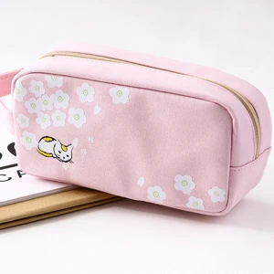 Pink Cherry blossoms Мультяшный рулон карандашей сумка высокой емкости Пенал портативный Пенал школьный пенал для ручек школьные принадлежности estojo escolar 19169 - Цвет: Pink Cherry blossoms