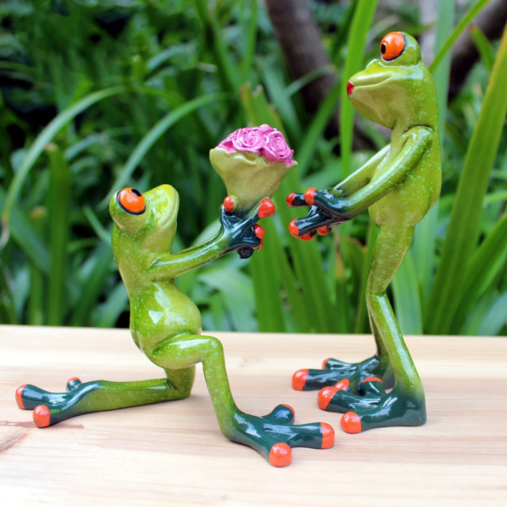 3D Mini Craft Resin Creative Frog Model Figurine Home Office Tabletop Decor Gift Birthday Present Cute Cartoon Home Decor Crafts