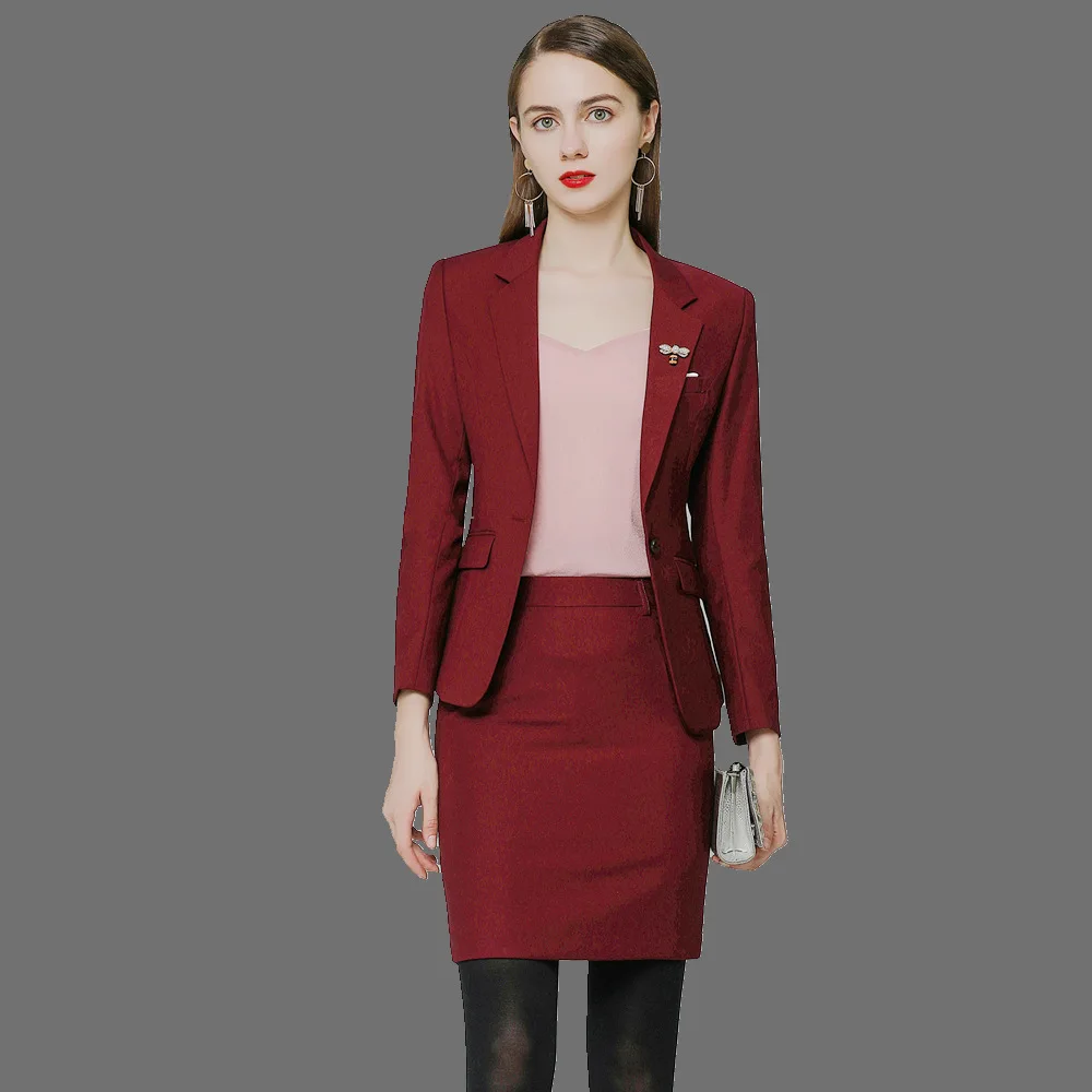 women blazer and skirt set suit professional clothes for women 2peice ...