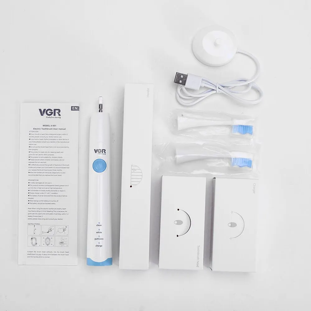 Toothbrush Head Replaceable Sonic Electric Toothbrush Adult Waterproof Ultrasonic Automatic Toothbrush USB Rechargeable Hotest