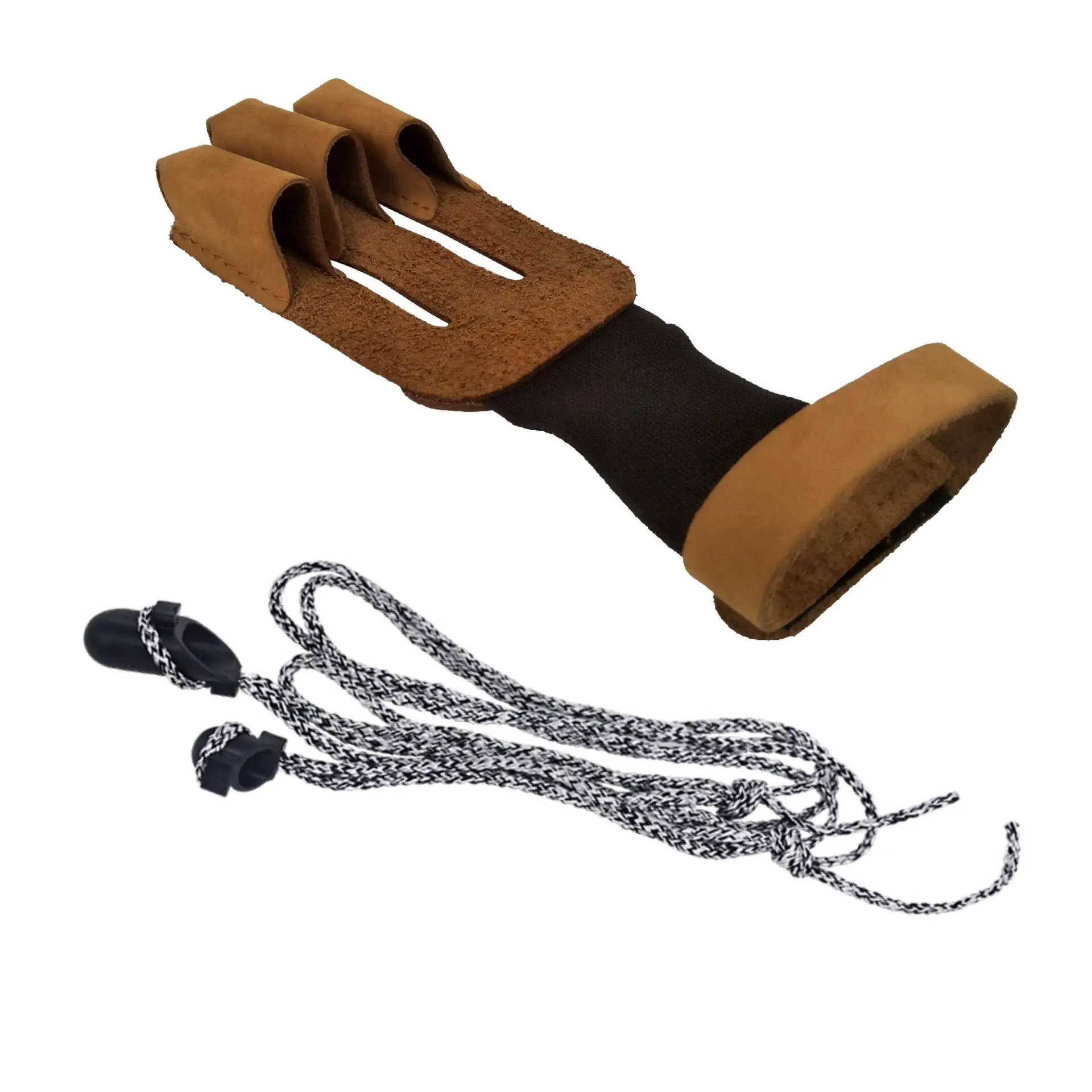 

Genuine Leather Archery 3 Fingers Glove Hand Guard Gear with Bow StringerNon-toxic Easy to Wear Durable Adjustable Tool