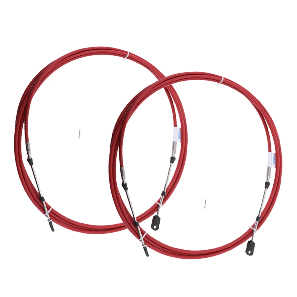 2Pcs Throttle Cable Wires, Throttle Shift Control Cables for Yamaha Outboard, 2 Ends Thread of 10-32UNF, 11FT