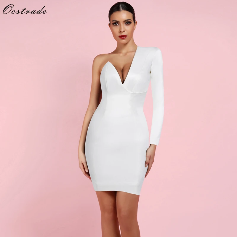 

White One Shouldered Mini Dress