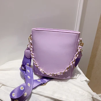

Summer Small Bag Female 2020 New Fashion Wide Strap Shoulder Messenger Bag Wild Texture Portable Bucket Bag Casual Women Handbag