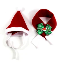 2 шт./компл. кошка собака Санта шляпа шарф Рождество красный праздничный костюм одежда милая