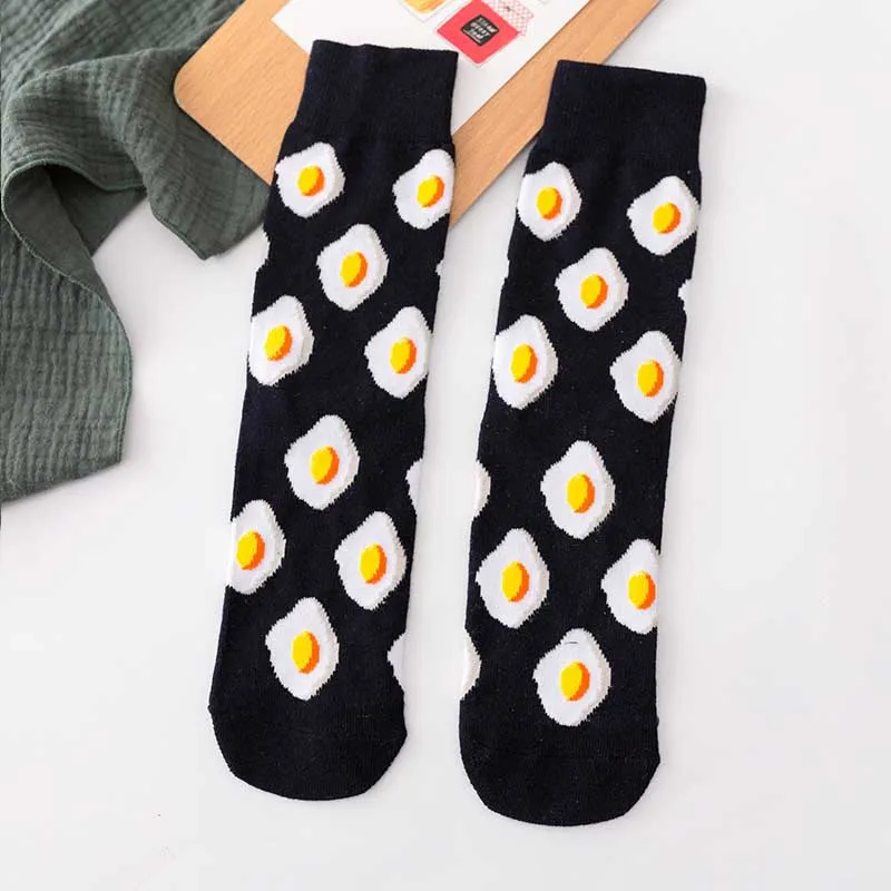 Носки Забавные милые Мультяшные Фрукты Банан авокадо лимон яйцо печенье пончики еда счастливый японский Harajuku скейтборд носки - Цвет: 3