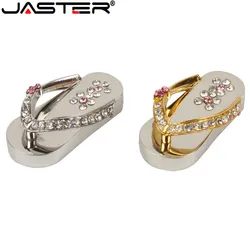 JASTER metal crystal slippers USB Flash drive Memory stick usb Stick 4GB 8GB 16GB 32GB 64GB Pendrives  girl's gift beauty shoes