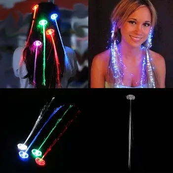 

Multicolor color Change LED Flashing Fiber Optic Hair Braid Barrettes Lights for Party Light Up Headband Styling Accessory