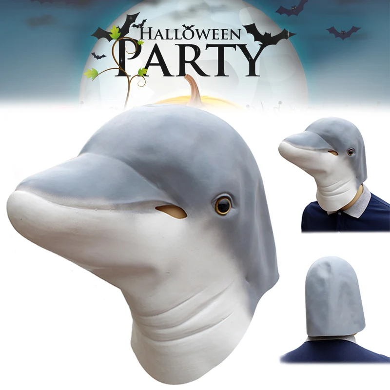 Animal Shape Dolphin Spoof Mask Party Costume Cosplay Halloween Head Gear Latex YJS Dropship
