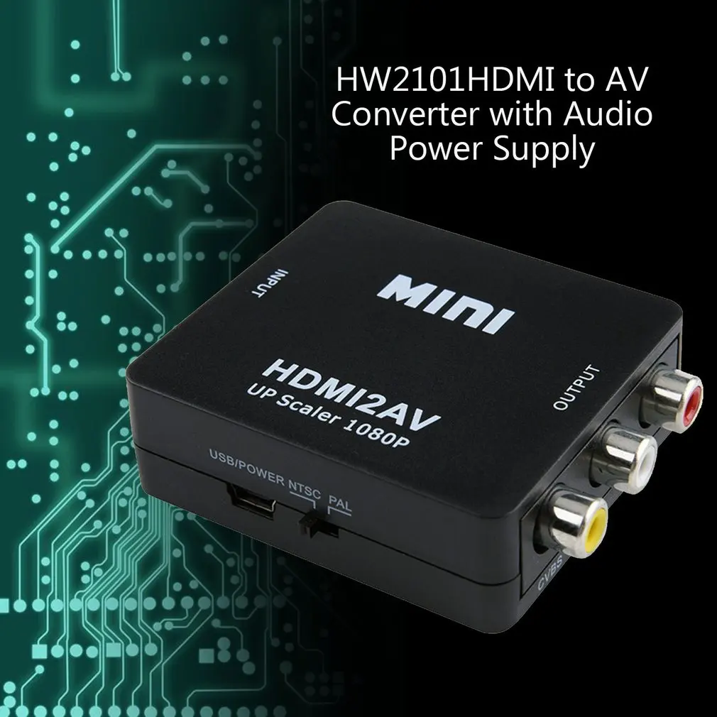 1080P мини HDMI к VGA к RCA AV композитный адаптер конвертер с 3,5 мм аудио кабель VGA2AV/CVBS+ аудио к ПК HDTV конвертер