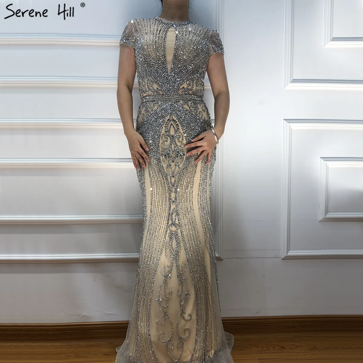 Серен Хилл роскошное сексуальное вечернее платье без рукавов с круглым вырезом новейший дизайн Бисероплетение официальное вечернее платье CLA60742