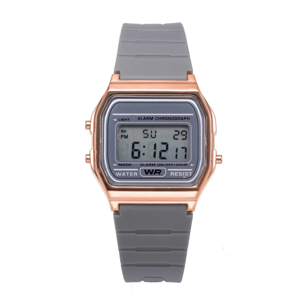 Женские цифровые часы водонепроницаемые электронные спортивные часы силиконовый ремешок наручные часы циферблат из Золотого Сплава Женские часы Reloj Mujer - Цвет: Gray