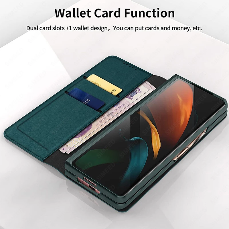 

2023 For Samsung Galaxy Z Fold 4 3 5G Genuine Leather Card Wallet Flip Case For Samsung Z Fold 2 Fold4 Fold3 Cover