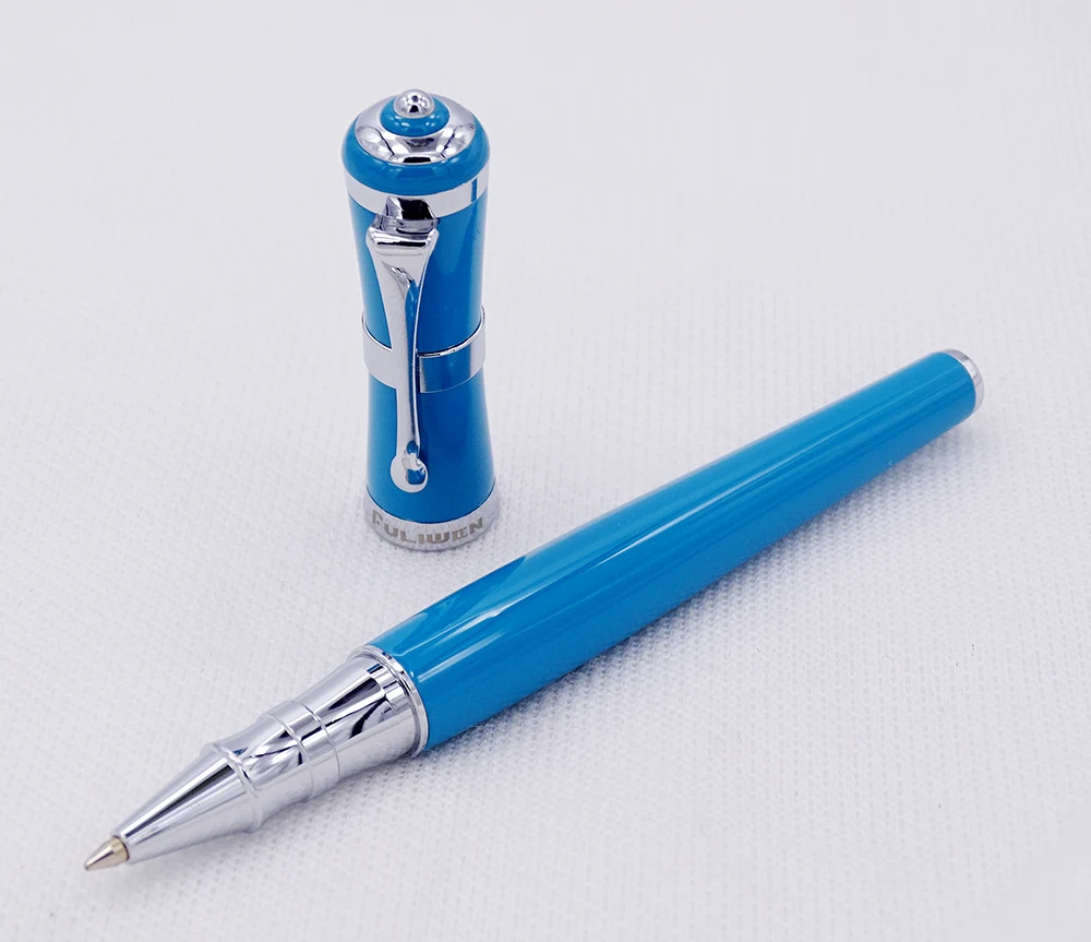 Fuliwen 2051 Metal Rollerball Pen, Fresh Fashion Style Fine Point 0.5mm Beautiful Sky Blue for Office Home School, Men and Women