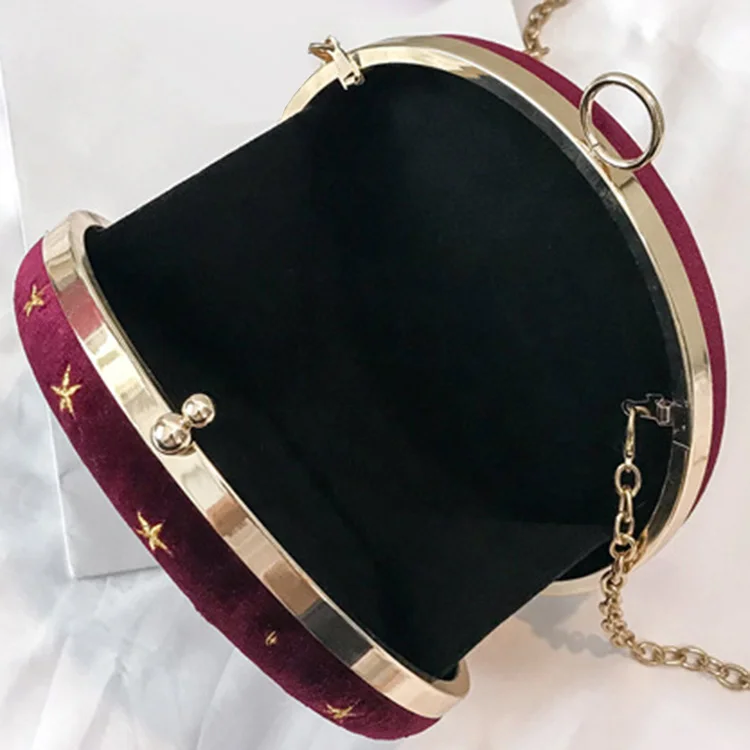 ABZC-Starry Sky Circular Fashion Suede Shoulder Bag Chain Belt Women'S Crossbody Messenger Bags Ladies Purse Female Round Handba