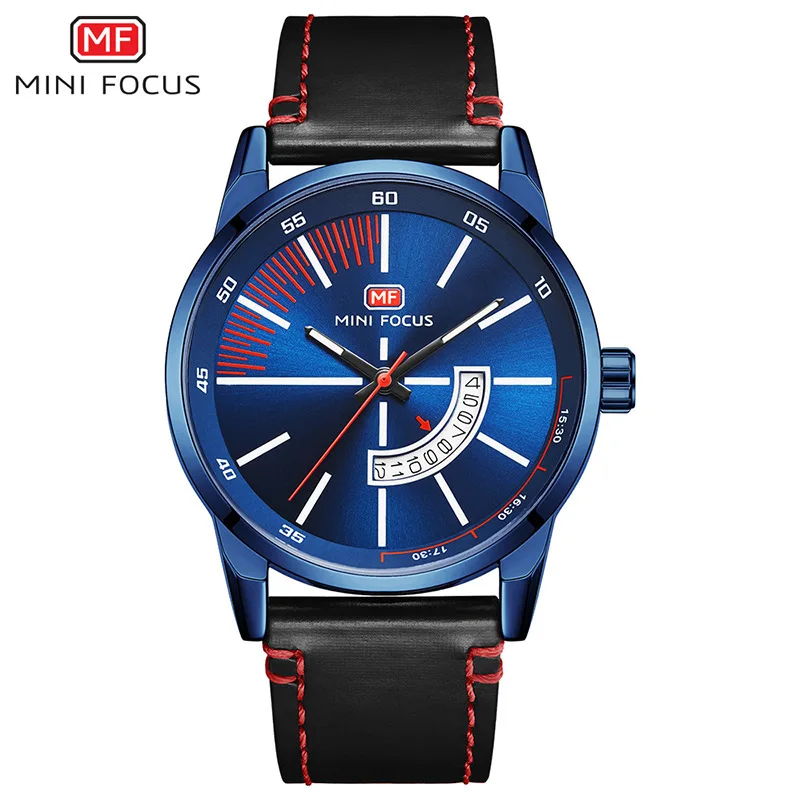 MINIFOCUS Fox MF0132G мужской ремень модные календарь светящиеся кварцевые уникальные простые часы - Цвет: 4