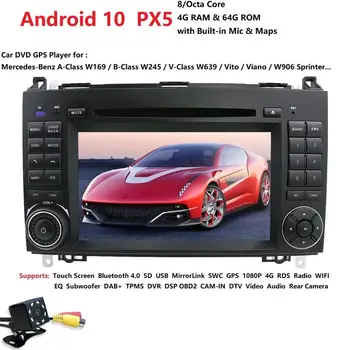 

hizpo PX5 4G Car Multimedia player Android 10 2 Din GPS Autoradio For Mercedes/Benz/W169 W245 W639 W906 Sprinter B160 B170 B200