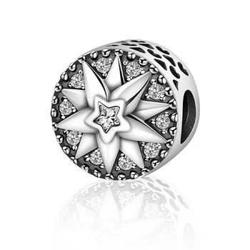 

2019 NEW High Quality 925 Sterling Silver Sun Freeze Element Sparkling CZ Beads fit Charm Bracelets for Women DIY Jewelry SCC212