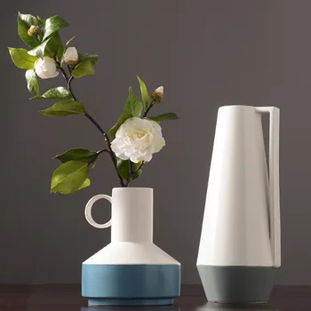 

handle ceramic vase furnishing articles flower arrangement sitting room european-style white household soft adornment