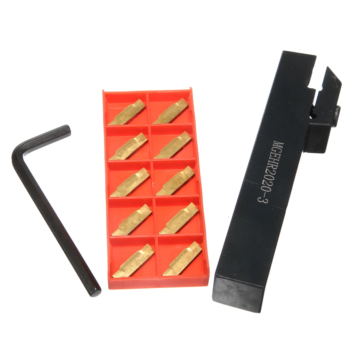 10 Pieces MGMN300-M Inserts + 1pc Wrench +  1pc MGEHR2020-3 Right Hand Lathe Tool holder Boring Bar For Lathe Cutting