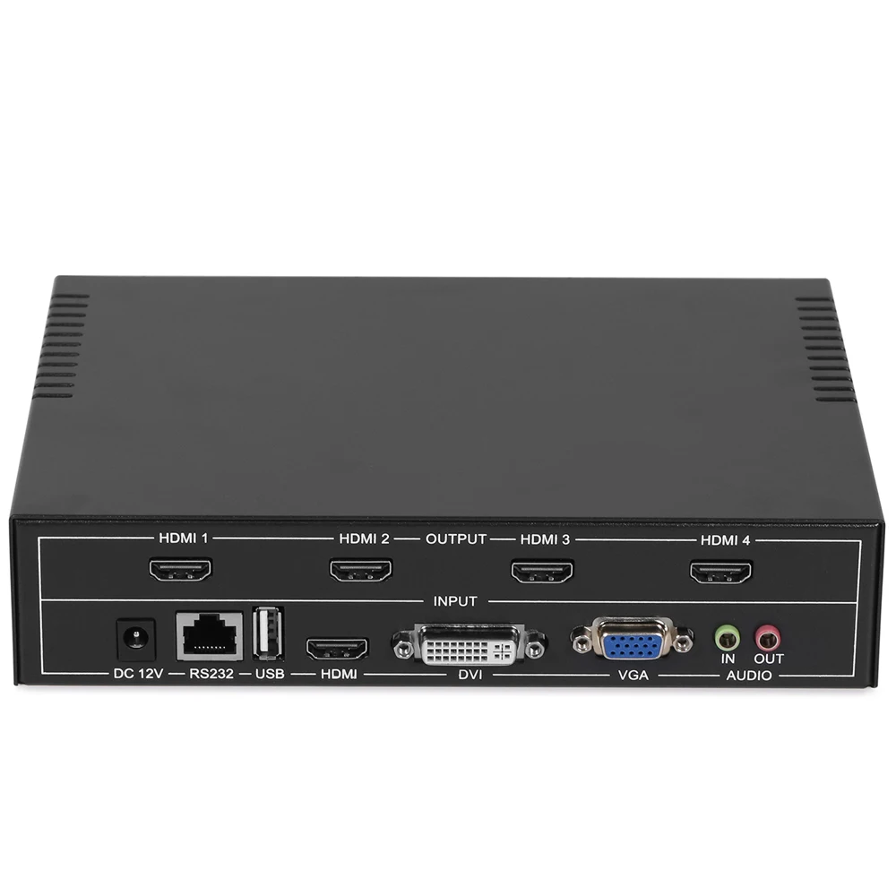  ISEEVY 4 Channel Video Wall Controller 2x2 HDMI DVI VGA USB Video Processor with RS232 Control for 