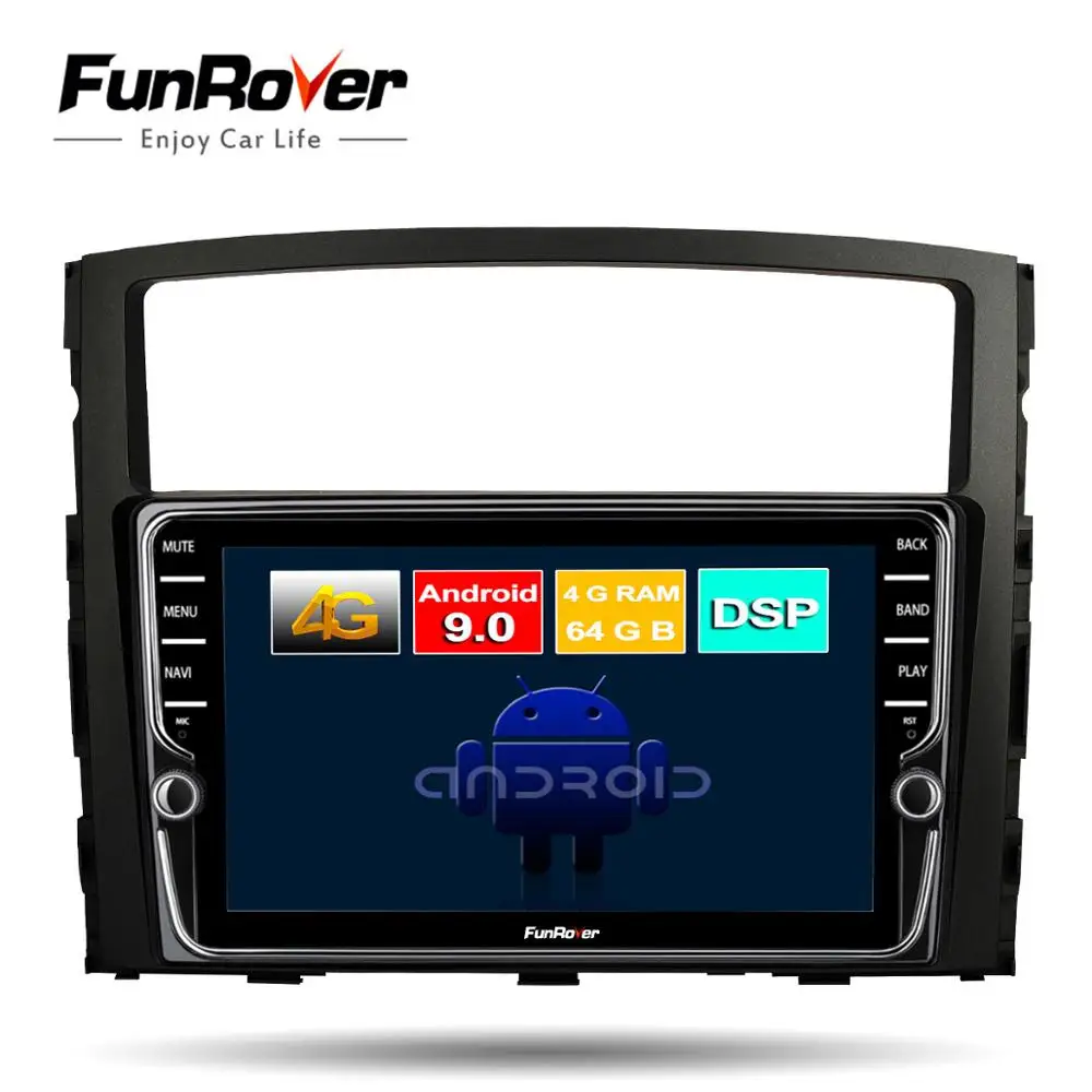 Clearance Funrover 8 core android 9.0 2 din car dvd player For Mitsubishi Pajero 4 V97 V93 gps navigation multimedia stereo player DSP IPS 0