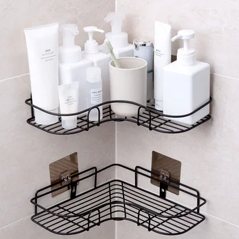 

Storage Holders & Racks Bathroom Kitchen Corner Shelf Bathroom Corner Triangle Shelf Wrought Iron Free Punch Factory