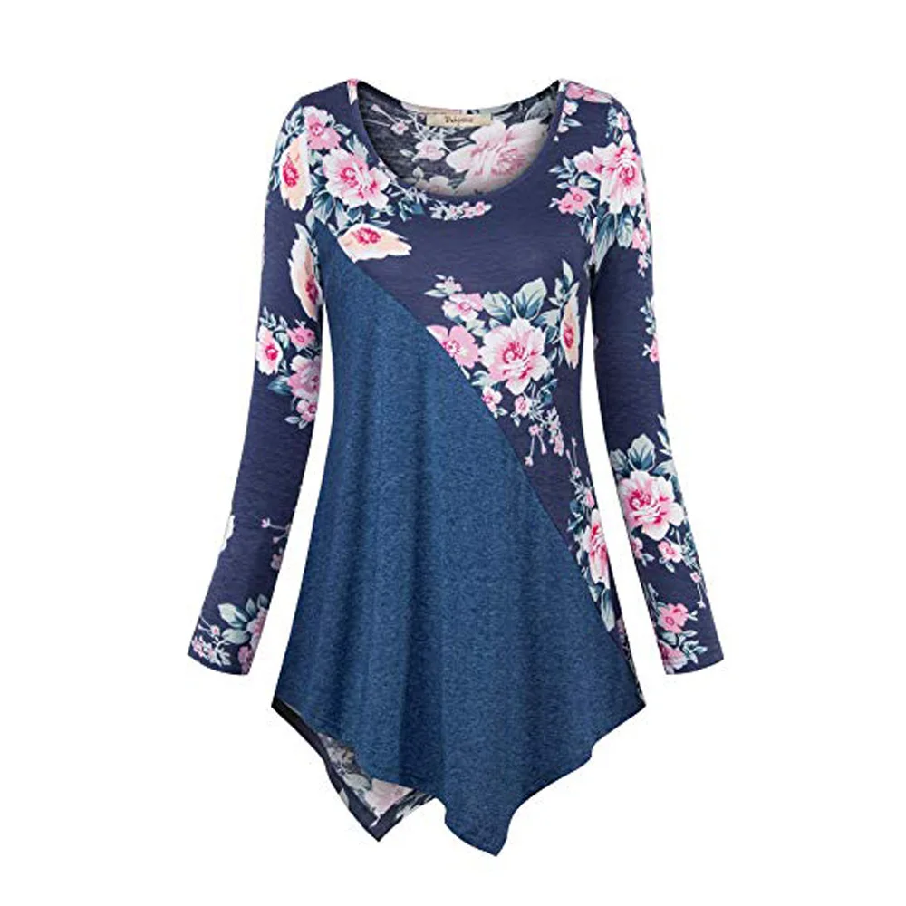 Женские блузки с длинным рукавом и круглым вырезом 4 цвета|Рубашки| |