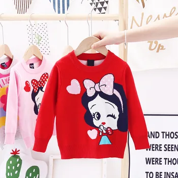

Girls Cartoon Princess Sweaters Autumn Winter Toddler Kids Long Sleeve Pullover Children's Knitwear Sweater Clothes for girls