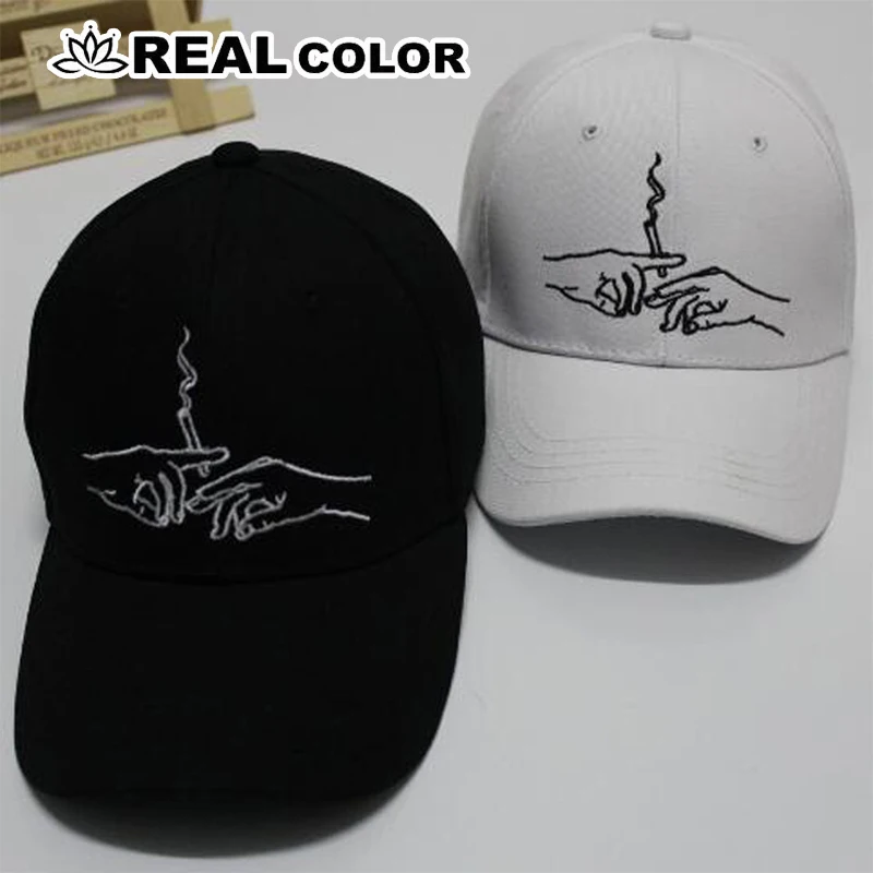 

New Brand Smoke Baseball Cap Dad Hat For Men Women Embroidery Hands Smoke Pattern Trucker Cap Weed Bone Golf Baseball Hat SA-8