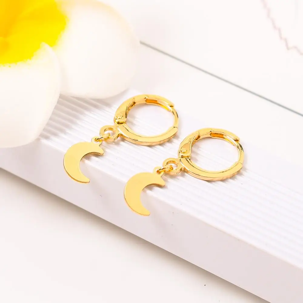 Луна кулон серьги гвоздики минималистский золотой цвет вселенная луна унисекс