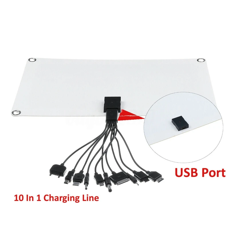30 Вт USB Панели солнечные USB Солнечный Зарядное устройство 5/12V 10 в 1 кабель для зарядки для лодки автомобиля домашнее кемпинговое Пеший Туризм