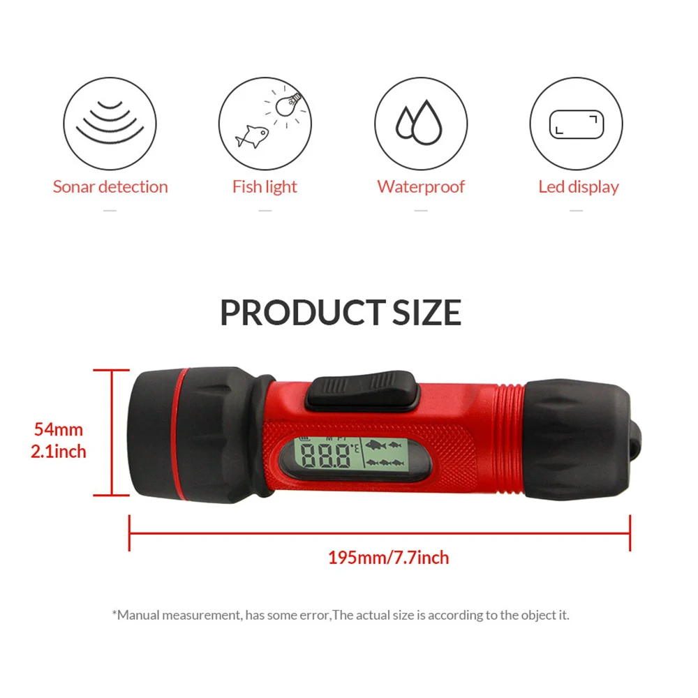 Erchang F12 Digital Handle Fish Finder Echo Sounder 100M Depth Portable Waterproof Sonar For Winter Ice Fishing Detector