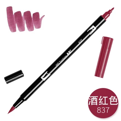 1 шт. TOMBOW AB-T Япония 96 цветов художественная кисть Ручка Двойные головки маркер Профессиональный водный маркер ручка живопись Kawaii канцелярские принадлежности - Цвет: 837